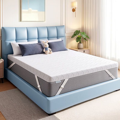 4 Inch Gel Memory Foam Mattress Topper with Cooling Ice Silk Washable Cover, Medium Plush Support Bed Topper for Back Pain and Pressure Relief, Queen Mattress Pad