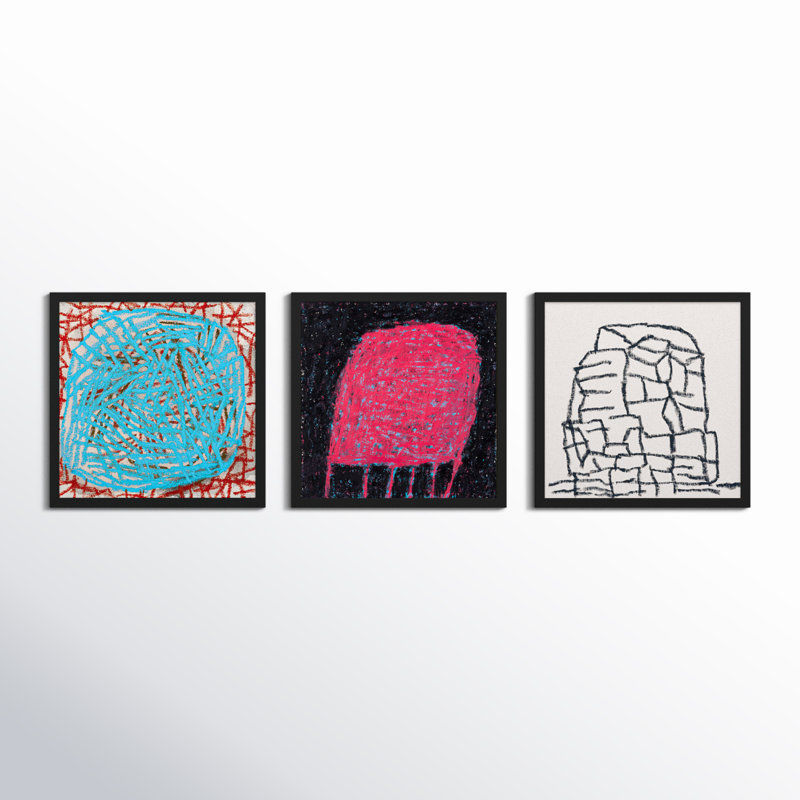 Love Bug. Set Of 3 by Stephanie Dennis, 30" H x 90" W  x 1.25" D, Black