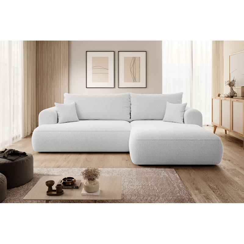 Aian 3 Seater Sofa & Chaise, Grey, Right Hand Facing