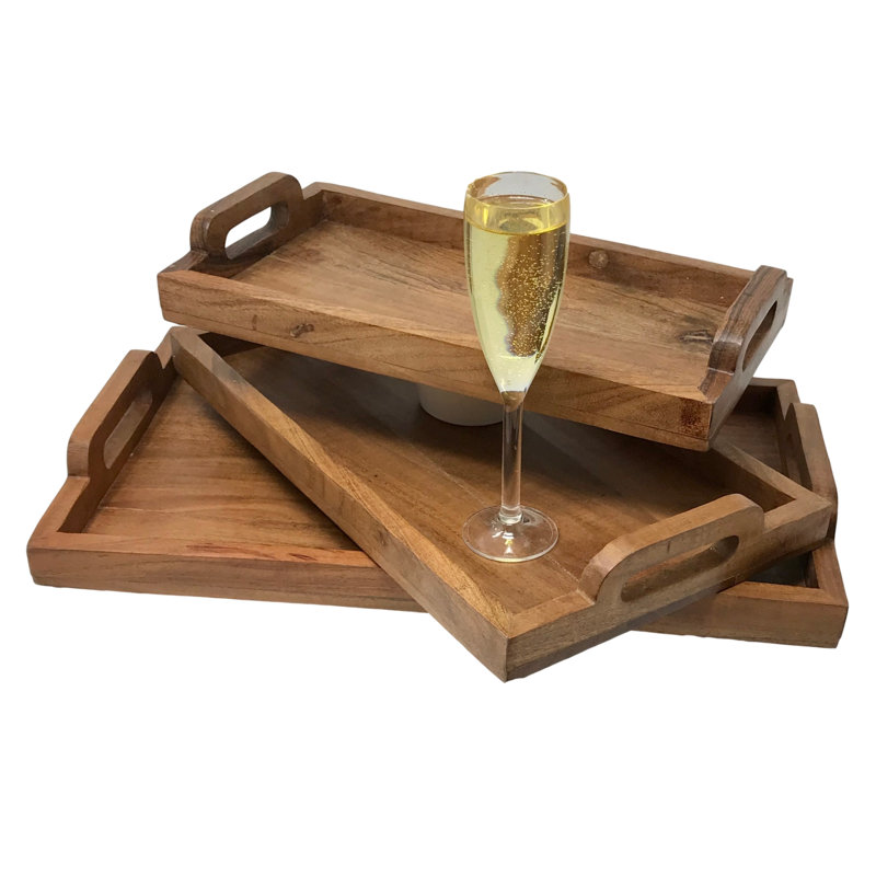 Chardonnae Solid Wood Tray - Set of 3
