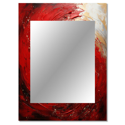 Red And Gold Whimsical Whirl Spiral - Abstract Spirals Unique Wall Mirror, Red Mirror, Printed Metal Art