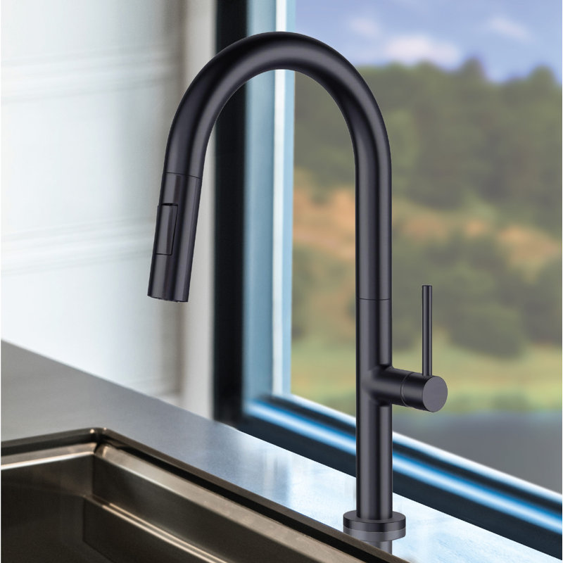 Pull Down Single Handle Kitchen Faucet with Accessories, Gun Black