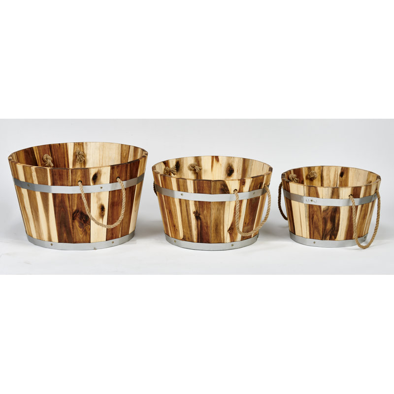 Rhooms Wood Barrel Planter, Brown