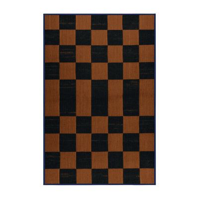 Machine Washable Checkered Blue Area Rug
