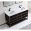 72" Double Vanity With Golden Brush Stainless Steel Frame And Tricorn Black Finish With 2' Thick Black Natual Stone Top-847853344-847853347-847853349