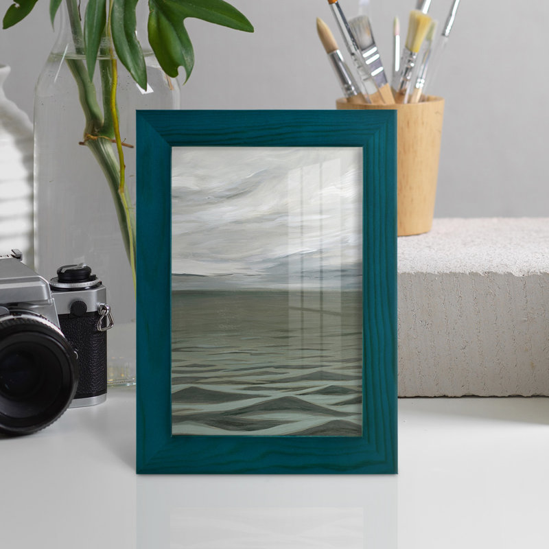 «Overcasting I» - reproduction d'un seul cadre photo, H 6 po x l 4 po x P 1 po, Bleu océan