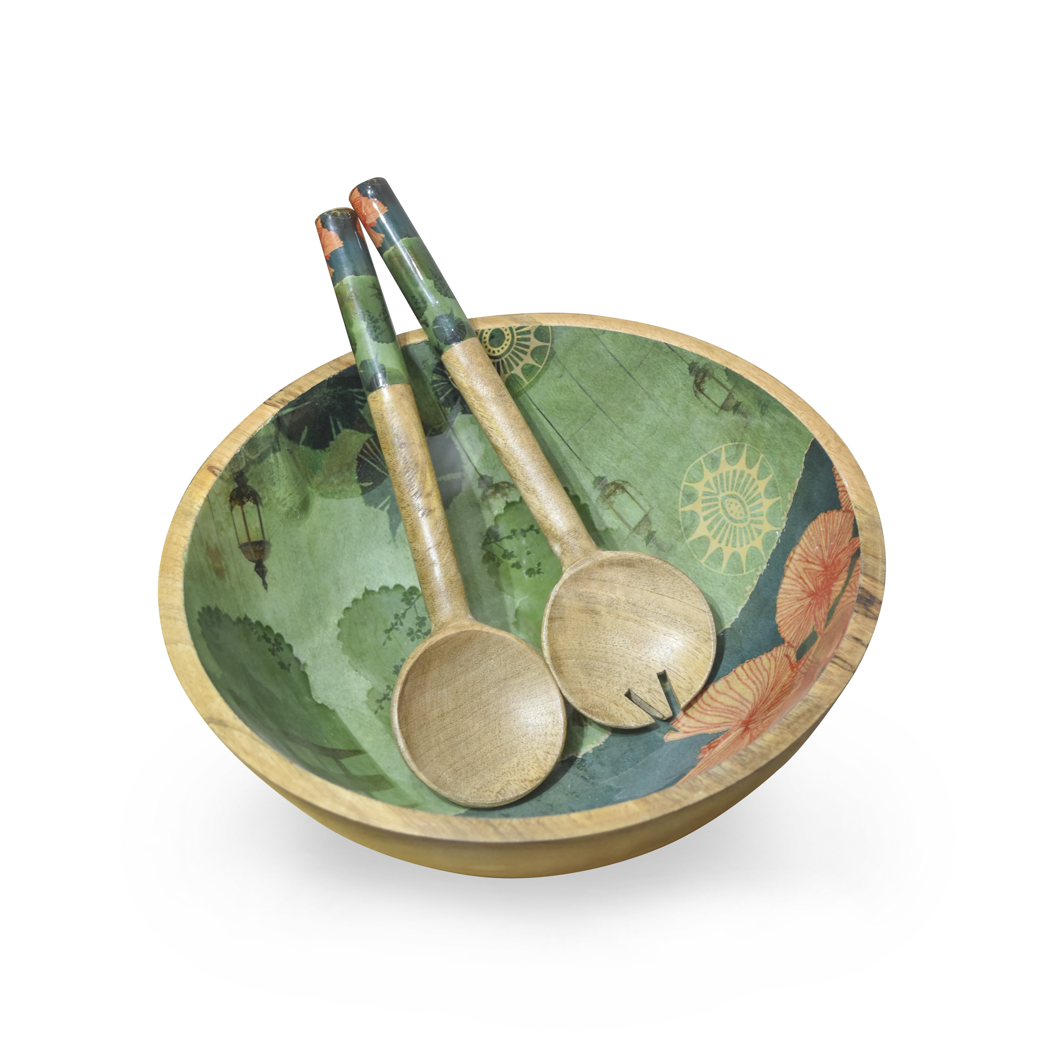 Buy Zest Wooden Salad Bowl Set of 2 with Server & Lid Online