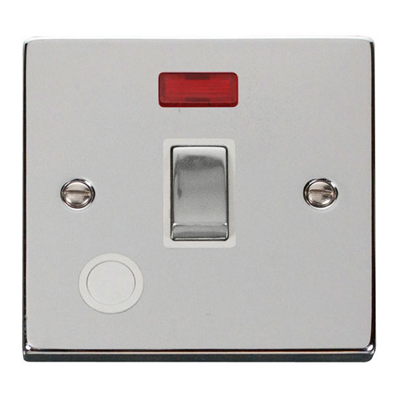Polished Chrome 1 Gang 20A Ingot DP Switch With Flex With Neon