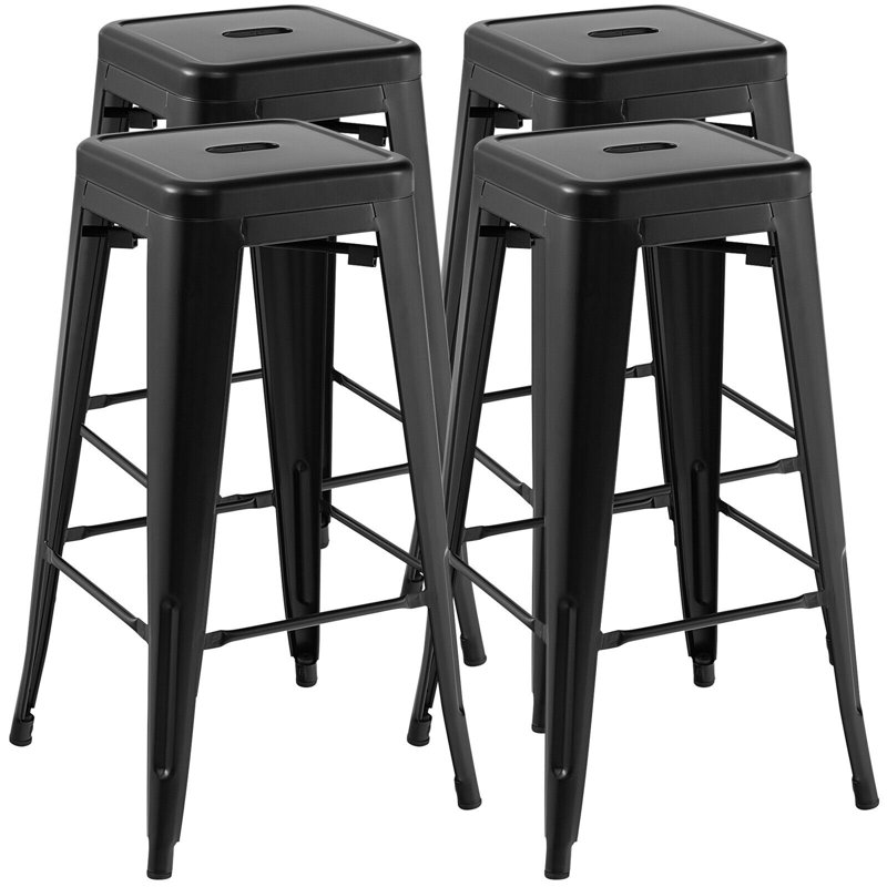 Tabouret de bar et de comptoir Viqueque, Tabouret de bar (siège d’une hauteur de 30 po), Noir