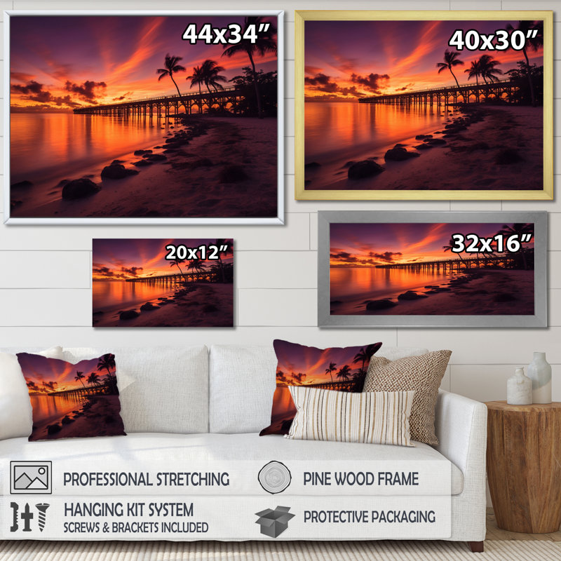 Jacksonville Bay Florida I, reproduction d'art sur toile, Cadre flottant blanc, H 16 po x l 32 po x P 1 po