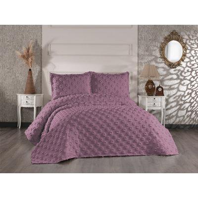 Elegant Double Bedspread Set, Dusty Rose, 94.5 x 102.4 inches | 100% Chenille, 450 GSM | Includes 2 Pillowcases (23.6 x 31.5 inches) | Machine Washable at 86°F, Soft and Luxurious Bedding for Cozy Bedrooms