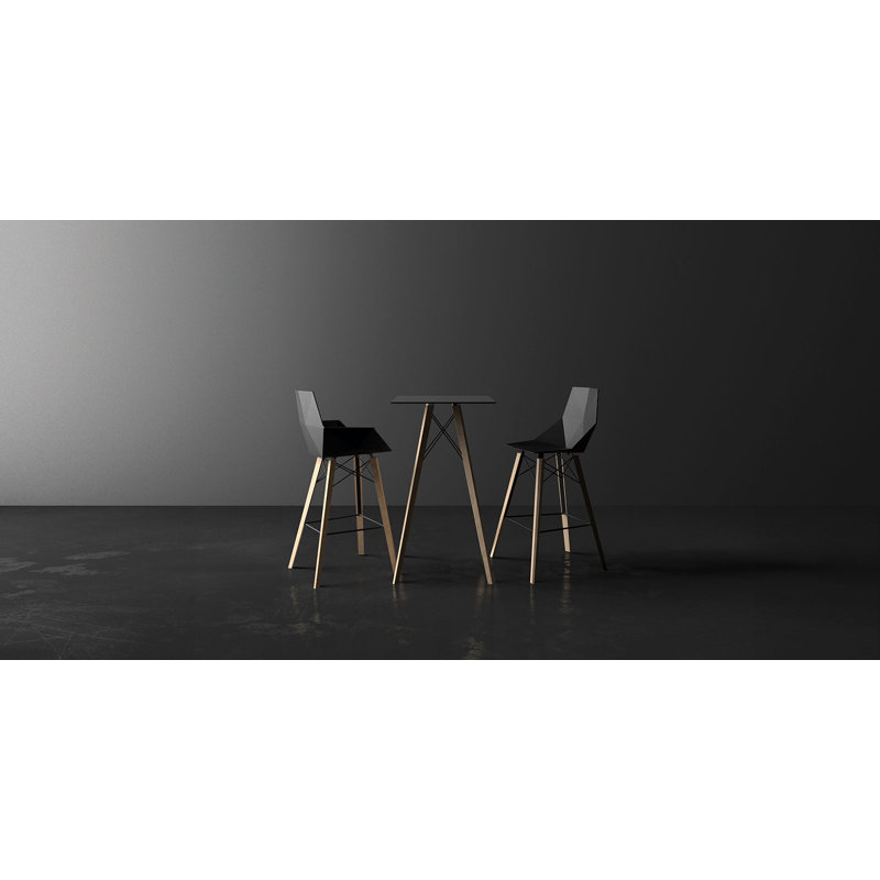 Faz Wood - Bar Stool - Set Of 4 - Basic/Injection, Black/Natural