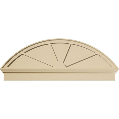 54"W x 20-3/8"H x 2-1/2"P Segment Arch 4 Spoke Signature Urethane Combination Pediment, Primed Tan
