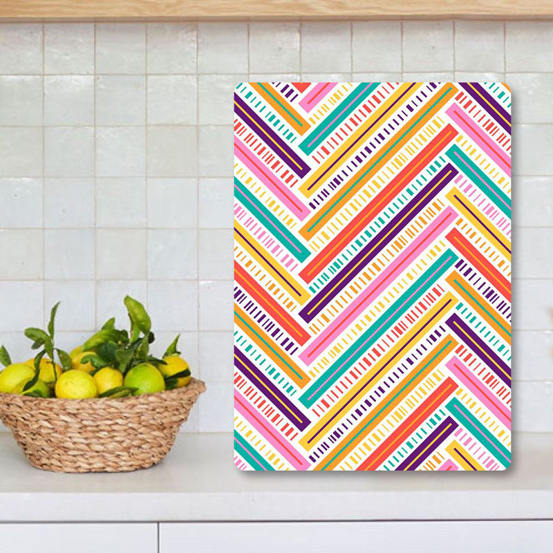Flourish Tempered Glass Cutting Board, 7.9 x 11.8 inches | 100% Antibacterial, Easy-Clean Surface, Non-Slip Silicone Feet | Perfect for Food Prep & Serving, Durable & Stylish Kitchen Essential, Not Dishwasher Safe