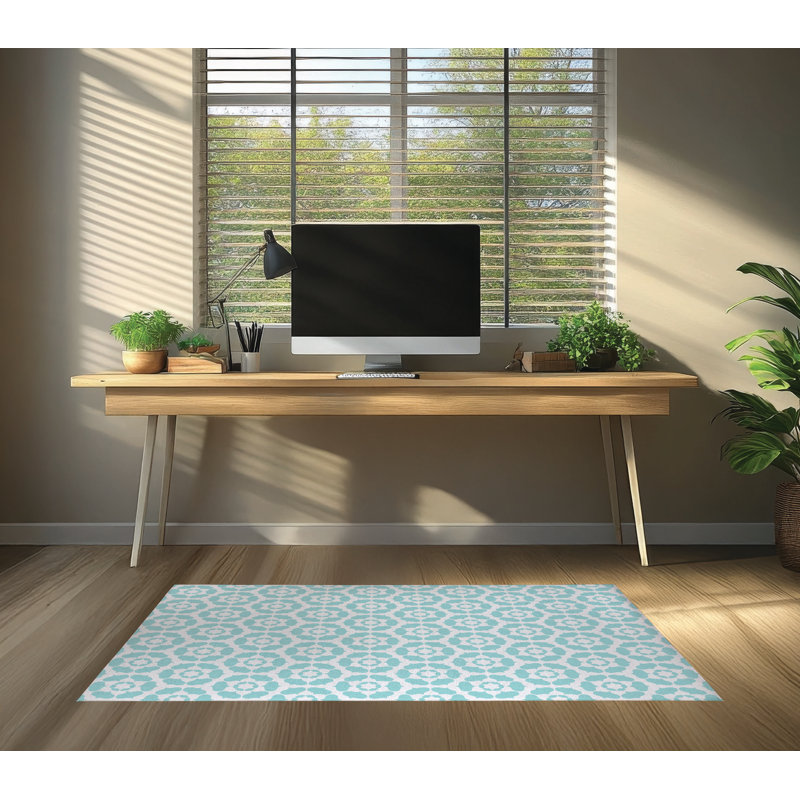 Tapis de chaise de bureau Cleo, L 48 po x P 72 po, Bleu océan