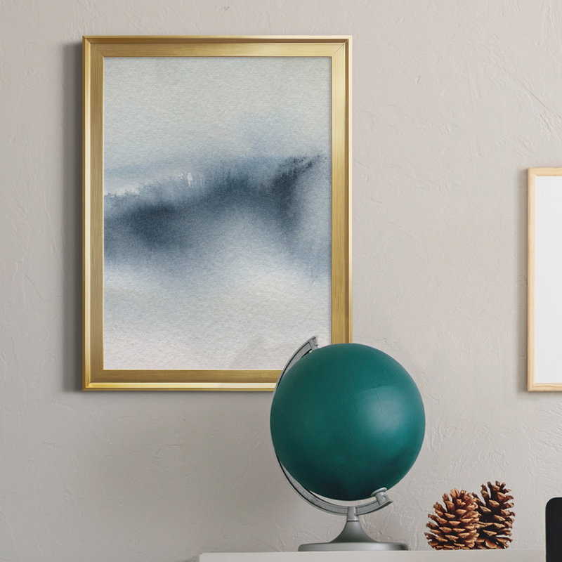 Summer Rain I - Peinture sur toile encadrée, H 30,5 po x l 42,5 po x P 1,5 po, Cadre doré