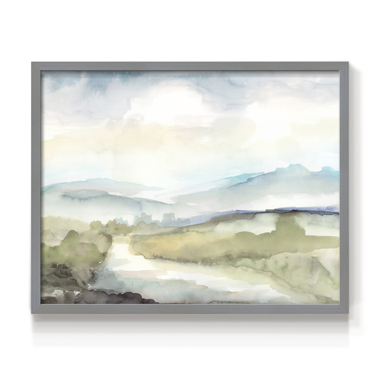 Sleepy Stream -Framed Print - Restickable, Gray, 22" H x 28" W