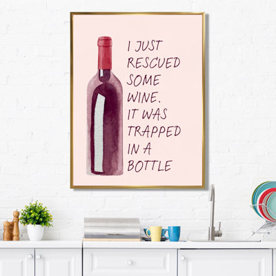 «I Just Rescued Some Wine» - Art mural de salon, cocktails