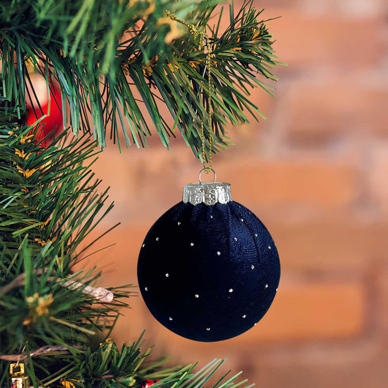 Boules de velours ornements 1 pièces 3,15 pouces pour sapin de Noël Fête de naissance des filles, Blue
