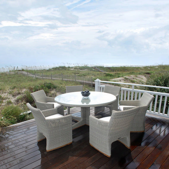 Westport Outdoor Round Dining Table, White, 60" Diameter