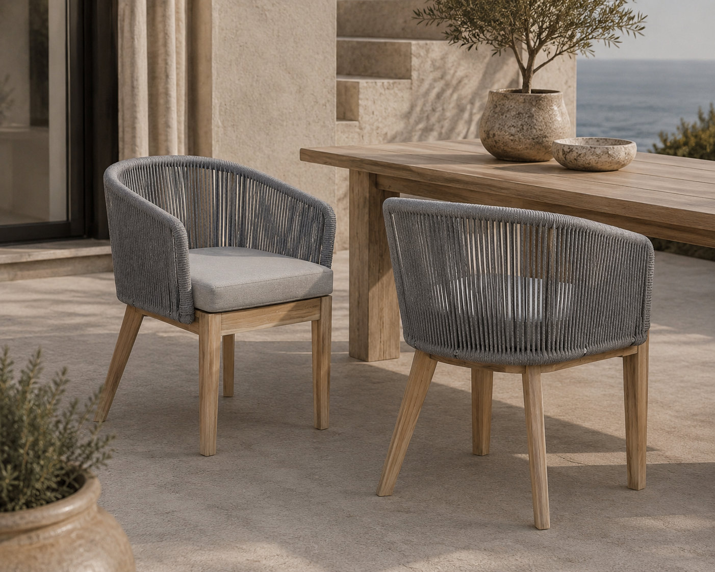 Bowery Acacia Patio Armchair, Gray