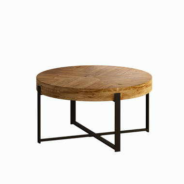 Bonnlo (81x81x49cm) Industrial Style Double Wood Grain Coffee Table 80  Round MDF Iron Mesh - AliExpress