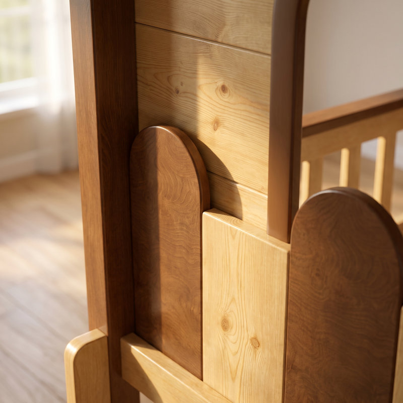 Lit superposé Benedict Playhouse avec rangement et conception détachable, lit pour enfants en bois massif, Naturel