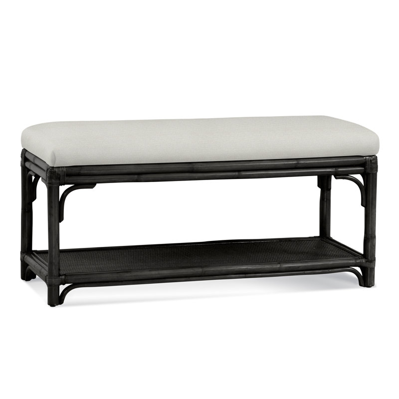 Summer Retreat Wicker Shelf Storage Bench, Honey, Basic Beige, 0317-85