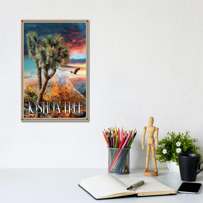 Joshua Tree National Park by Old Red Truck - Wrapped Canvas Print