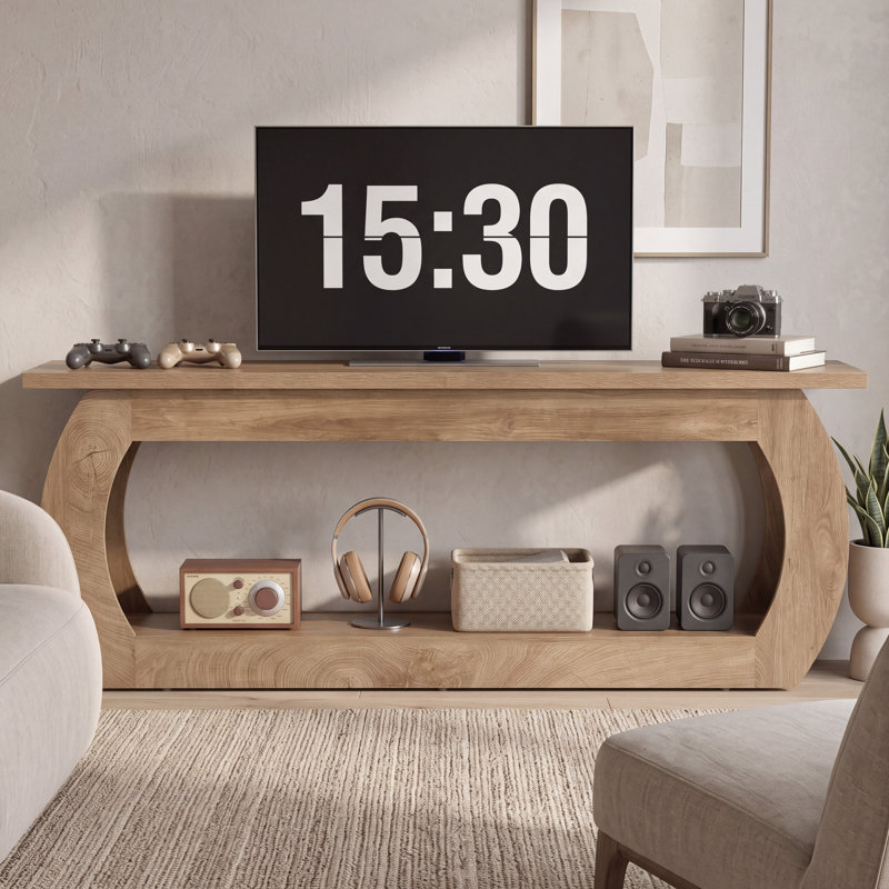 Meuble télé 63 po pour téléviseurs jusqu'à 65 po, console télé de style ferme pour salons et chambres