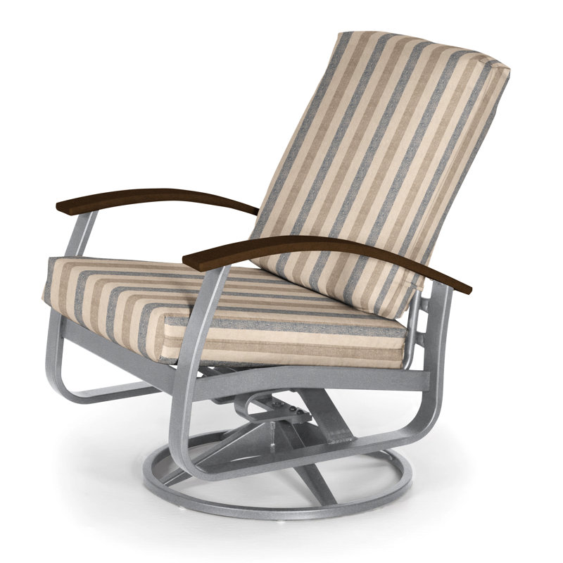 Askar Swivel Powder Coated Aluminum Outdoor Lounge Chair, Cast Slate Sunbrella® Plainweave, Kona P10, Textured Kona