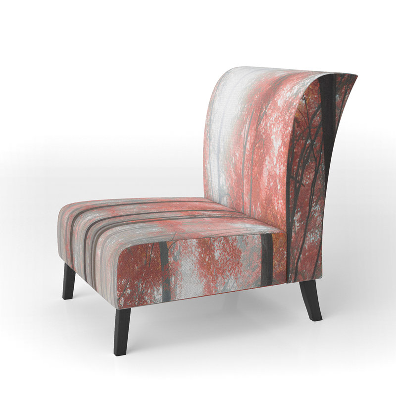 Brechta Vibrant Curve Design II - Velvet Upholstered Modern Slipper Chair, Red/Light Gray/Dark Gray