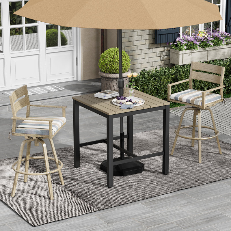 Taleah Swivel Aluminum Outdoor 28.7'' Bar Stool with Sunbrella Cushion, Milano Char