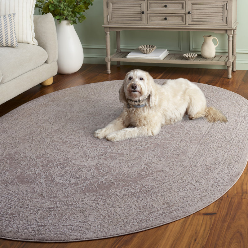 Calidia Oriental Beige/Cream Area Rug, Oval 6' x 8'