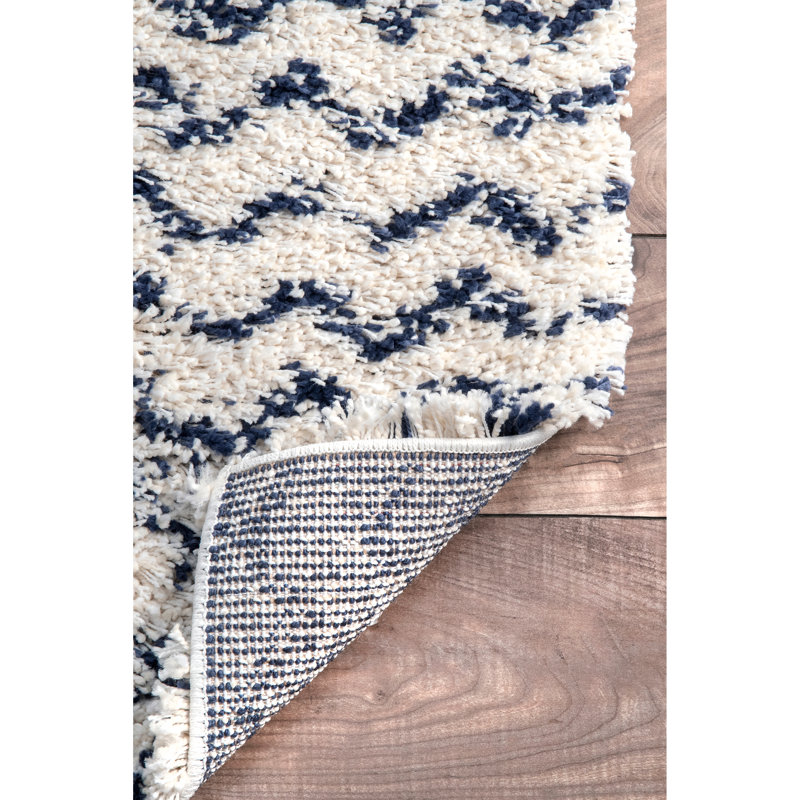 Tapis bleu marine à poils longs Batts, Rectangle 7 pi 6 po x 9 pi 6 po