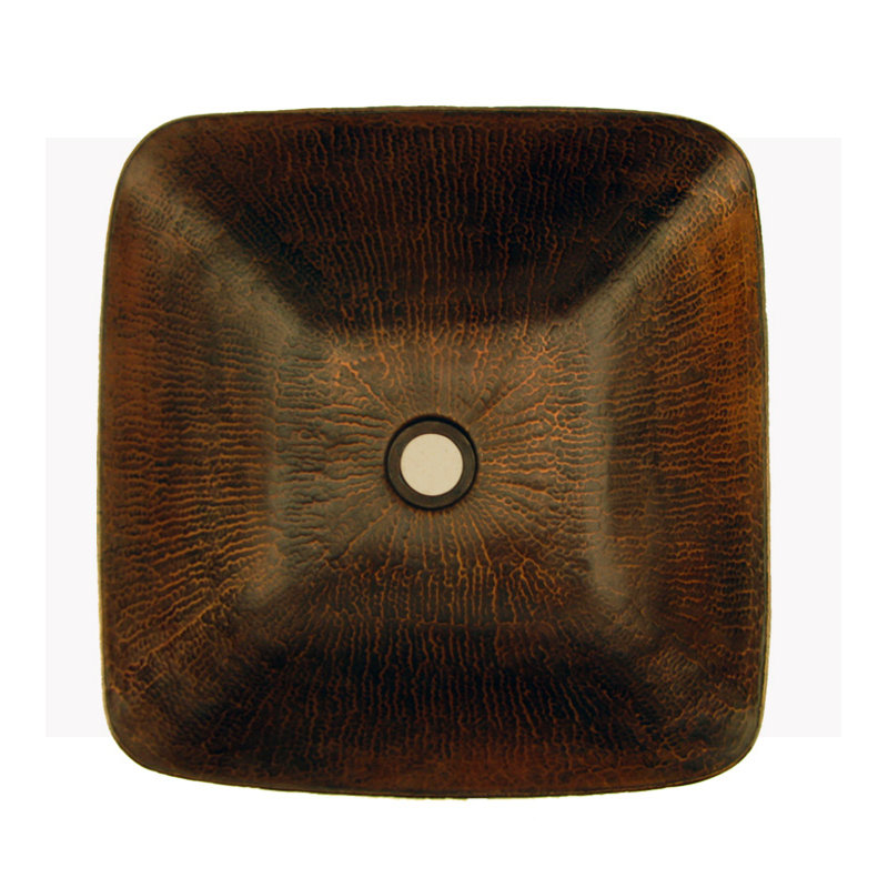 Lavabo vasque carré en cuivre martelé 14 "