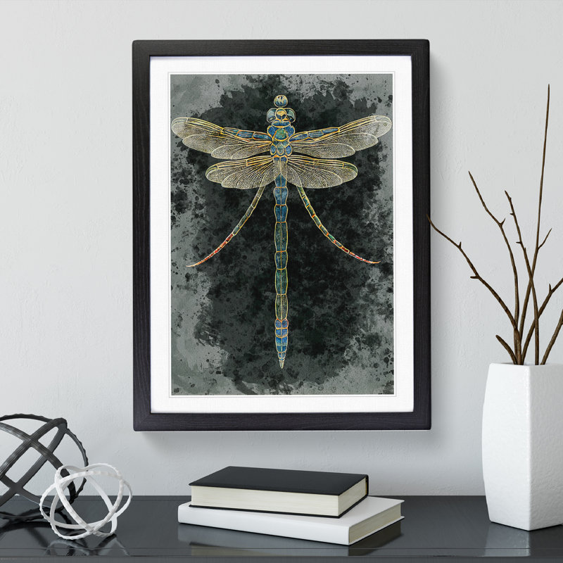 XV1022-5114X Dragonfly No.3 - Single Picture Frame Painting, Black, 64cm H x 46cm W x 2cm D