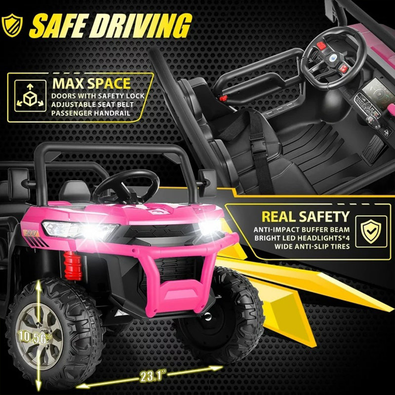 Pink 24V Kids Ride-On Truck with Remote Control and Electric Dump Bed