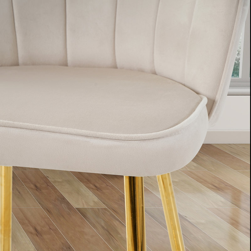 Tabouret de bar et de comptoir en velours (ensemble de 2), Beige