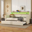 Lit de jour simple avec couchette, lit de jour en cuir avec bandes lumineuses à DEL, tablettes, prises de courant-1778320792