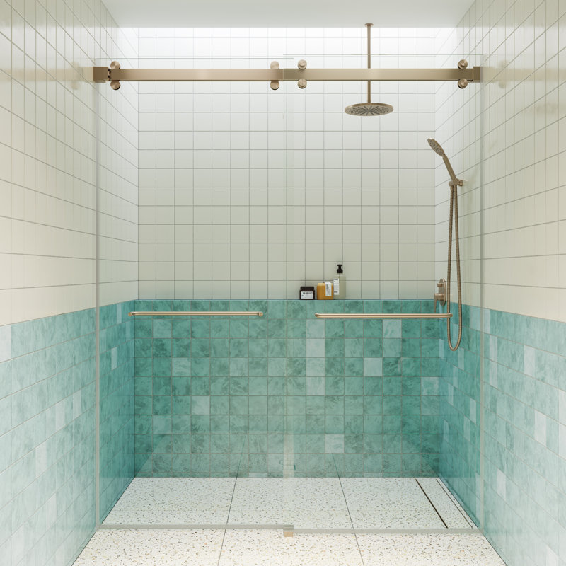 Polaris 60 in. x 78 in. Fully Frameless Sliding Bypass Shower Door, Brushed Bronze