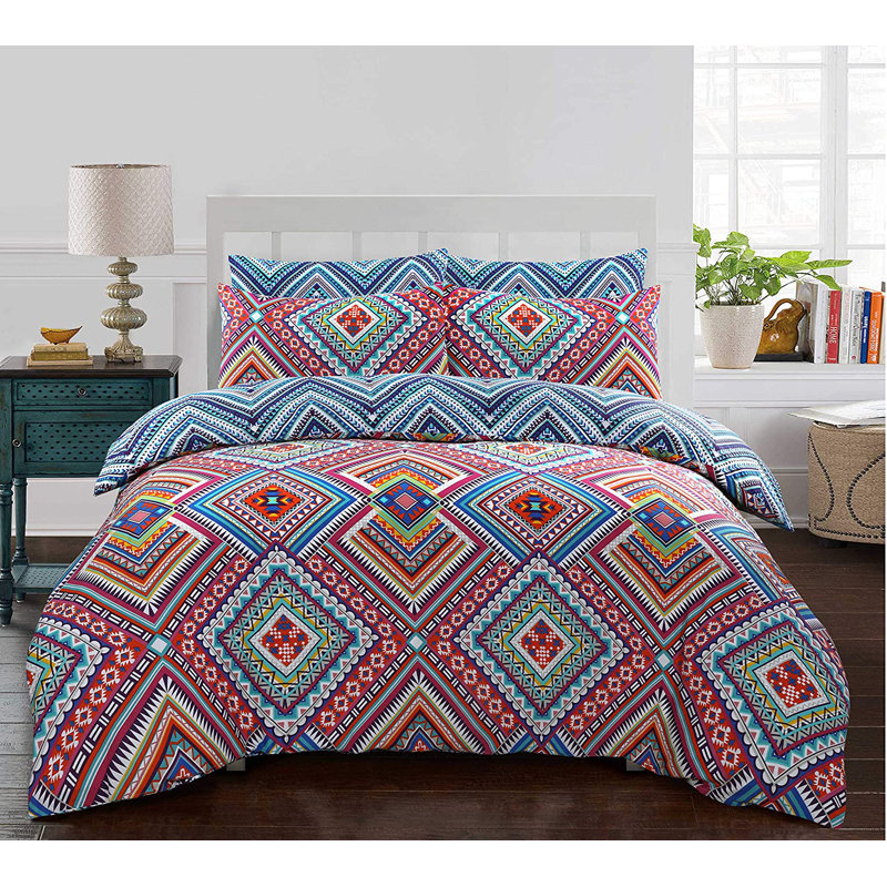 NightComforts Geometric Duvet Cover Set, Single - 2 Standard Pillowcases