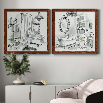 «Opulent Bath I», ensemble de 2 peintures sur toile encadrées