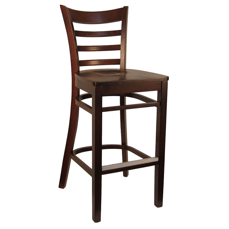 Tabouret de bar 30 po en bois massif, Noyer foncé