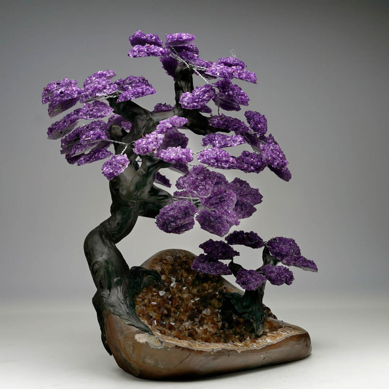Grand arbre à améthyste avec base de citrine / 20,2 lb