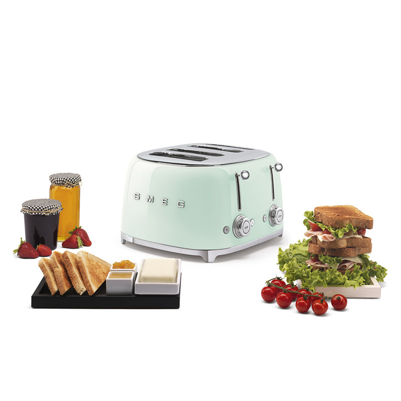 SMEG 50's Retro Style 4x4 Slice Toaster, Pastel Green