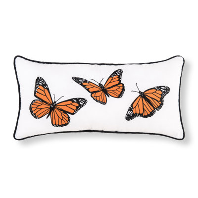Monarch Buttery Trio Embroidered Throw Pillow