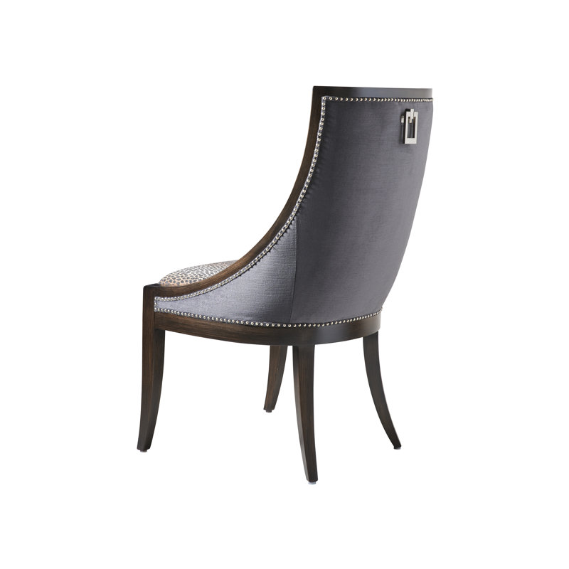 Chaise d'appoint Chamberlain, Léopard / polyester noir, Gris anthracite, Étain