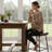 25.5''H Faux Leather Counter Stools Set of 3 for Kitchen Island, Backless Saddle Counter Height Bar Stools with Metal Frame & Footrest, Dark Brown-1351375792