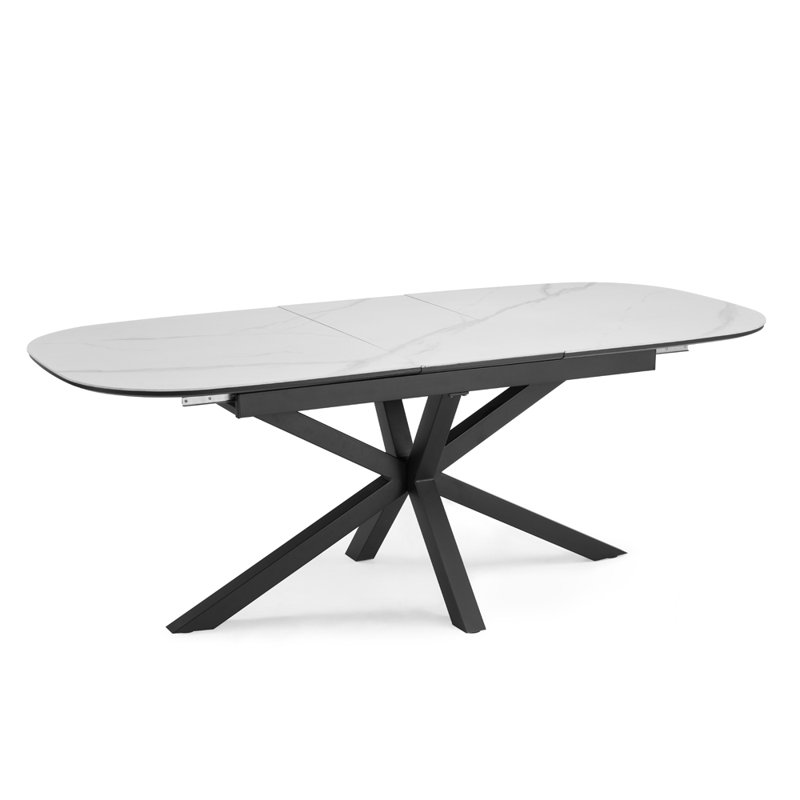 Verona Extendable Oval Metal Base Dining Table, White